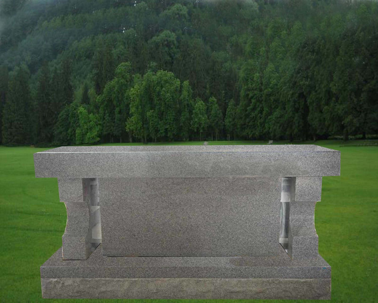 EG-16-260-917 / Fine Gray / Bench w/ Cremation & Curved Legs